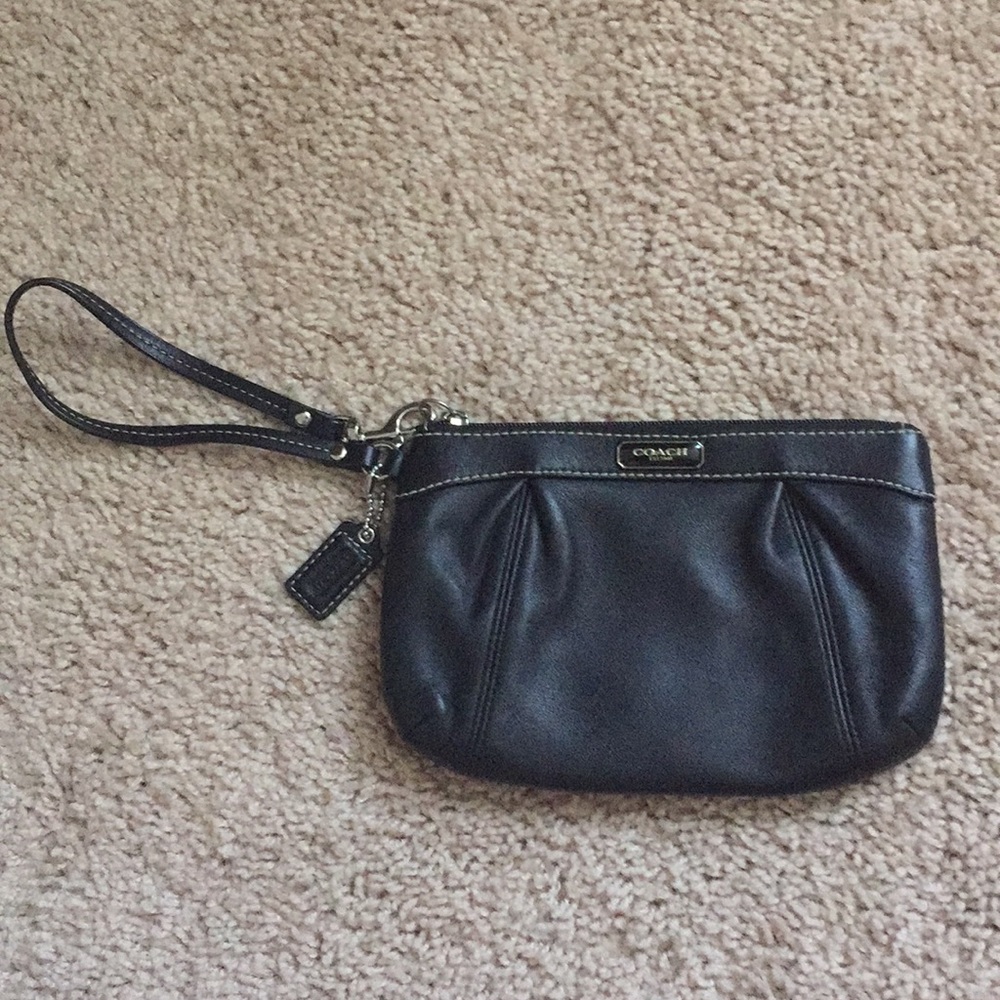 Black Leather Coach Wristlet